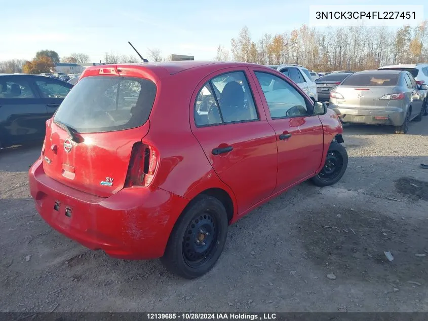 2015 Nissan Micra VIN: 3N1CK3CP4FL227451 Lot: 12139685