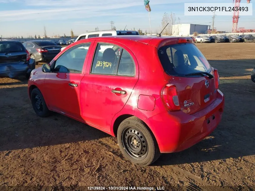 2015 Nissan Micra VIN: 3N1CK3CP1FL243493 Lot: 12139824