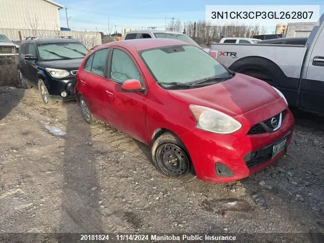 2016 Nissan Micra Sv VIN: 3N1CK3CP3GL262807 Lot: 20181824