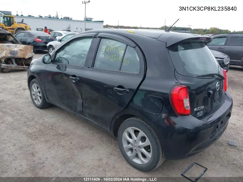 2019 Nissan Micra VIN: 3N1CK3CP8KL235840 Lot: 12111426