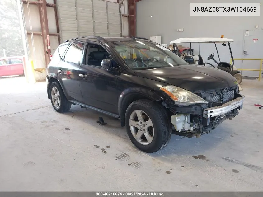 JN8AZ08TX3W104669 2003 Nissan Murano Sl