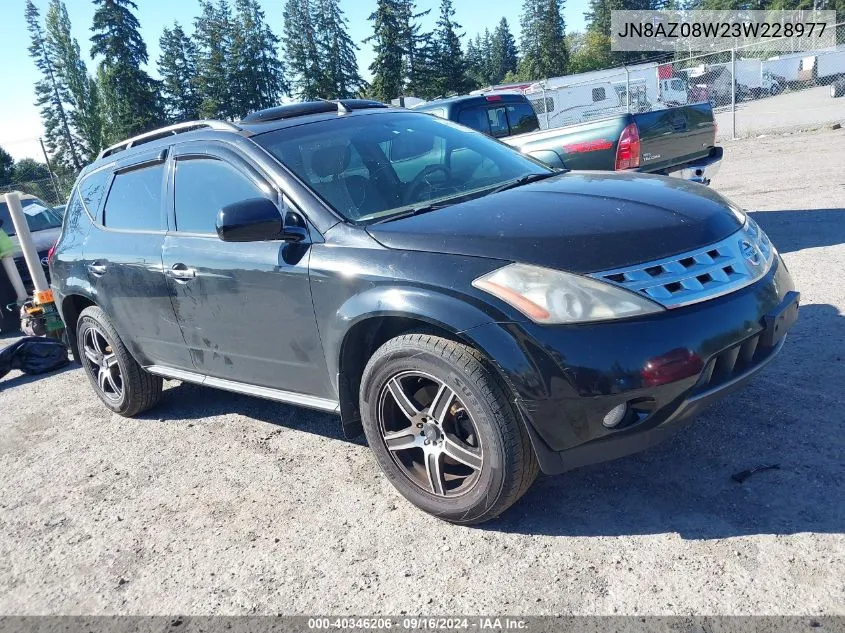 2003 Nissan Murano Sl VIN: JN8AZ08W23W228977 Lot: 40346206