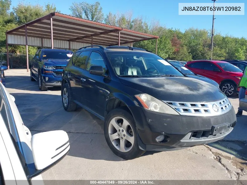 JN8AZ08T63W120982 2003 Nissan Murano Sl