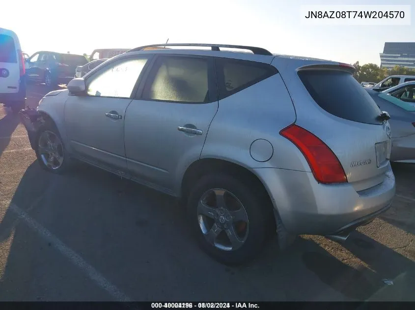 JN8AZ08T74W204570 2004 Nissan Murano Sl