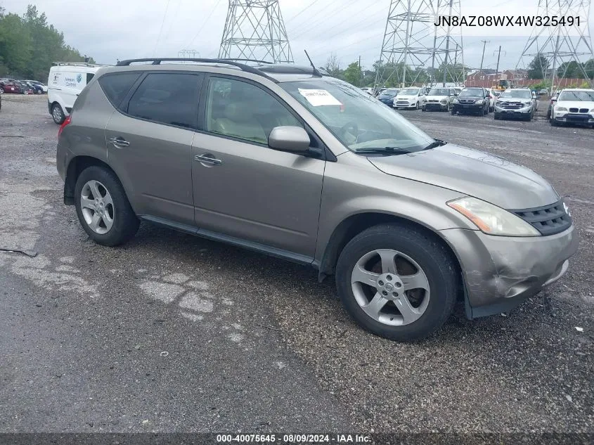 2004 Nissan Murano Sl VIN: JN8AZ08WX4W325491 Lot: 40075645