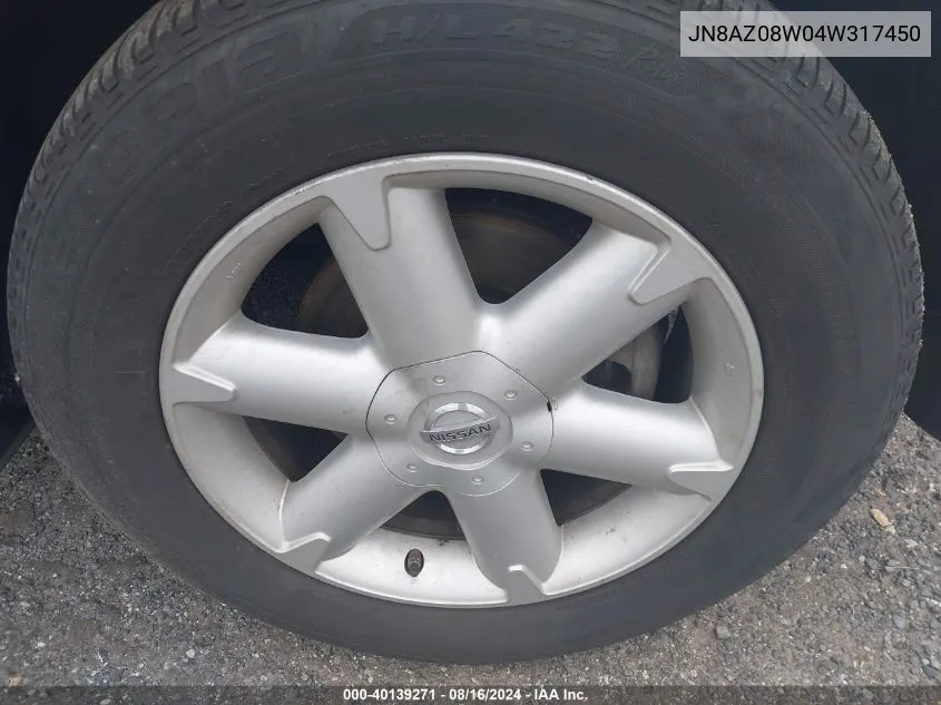 JN8AZ08W04W317450 2004 Nissan Murano Se