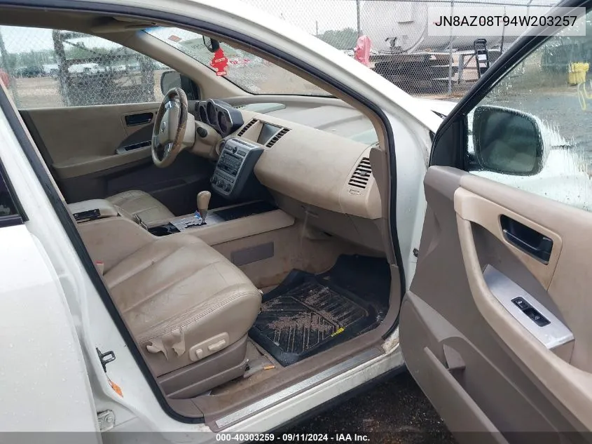 JN8AZ08T94W203257 2004 Nissan Murano Sl