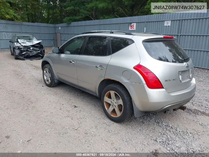 2004 Nissan Murano Sl VIN: JN8AZ08W74W307627 Lot: 40367921