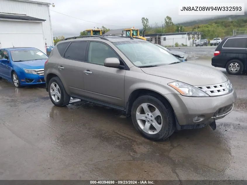 2004 Nissan Murano Sl VIN: JN8AZ08W94W332593 Lot: 40394698