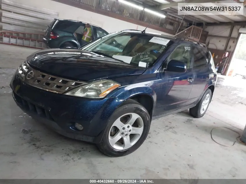 JN8AZ08W54W315337 2004 Nissan Murano Sl