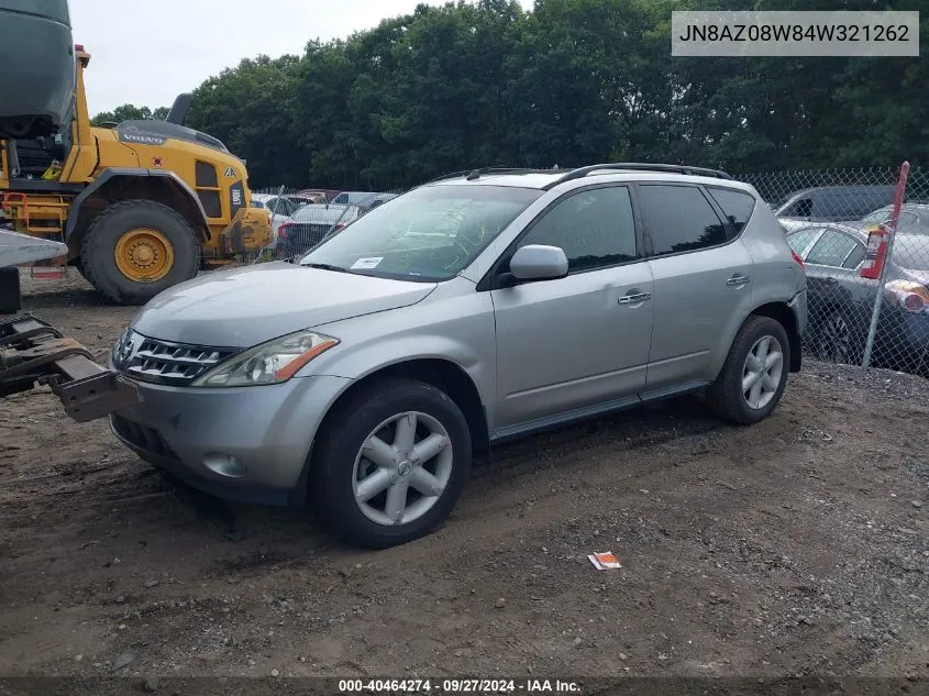 JN8AZ08W84W321262 2004 Nissan Murano Se