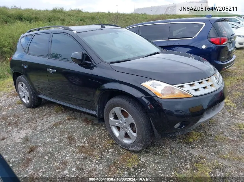 2004 Nissan Murano Sl VIN: JN8AZ08T64W205211 Lot: 40541858