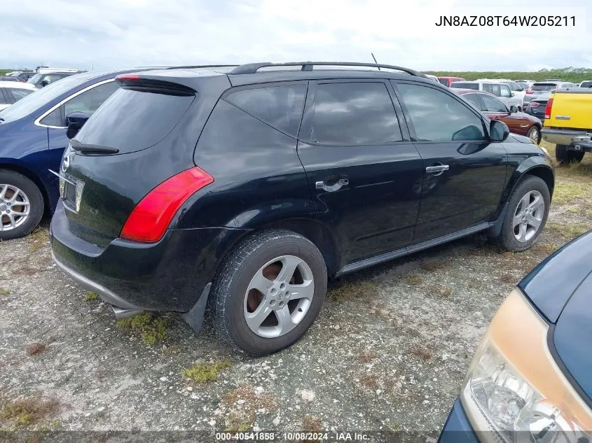 2004 Nissan Murano Sl VIN: JN8AZ08T64W205211 Lot: 40541858