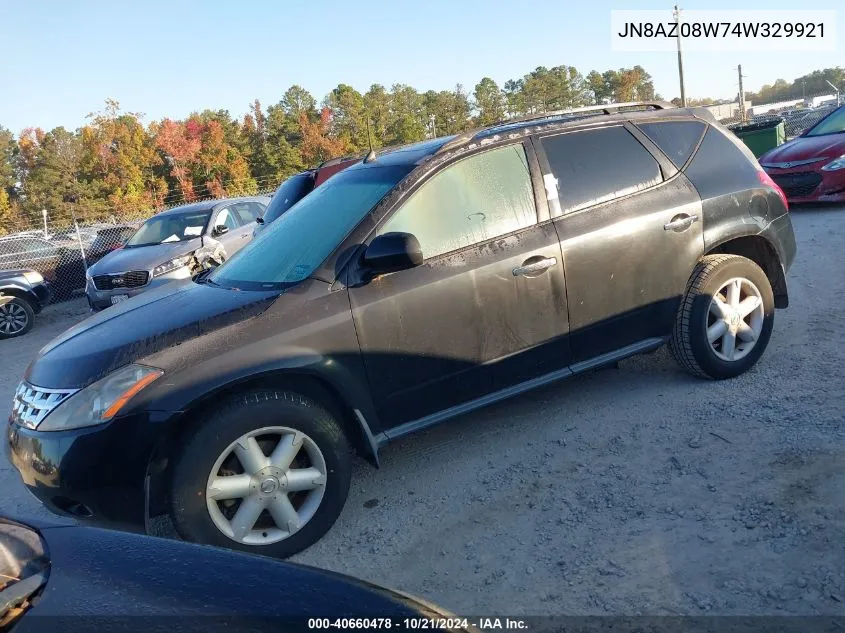 2004 Nissan Murano Se VIN: JN8AZ08W74W329921 Lot: 40660478