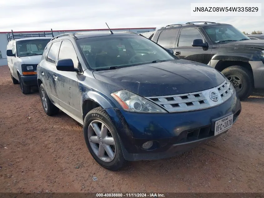 2004 Nissan Murano Se VIN: JN8AZ08W54W335829 Lot: 40838880