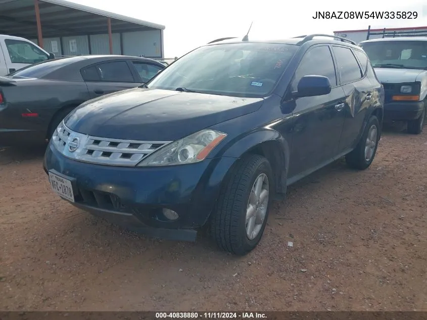 2004 Nissan Murano Se VIN: JN8AZ08W54W335829 Lot: 40838880