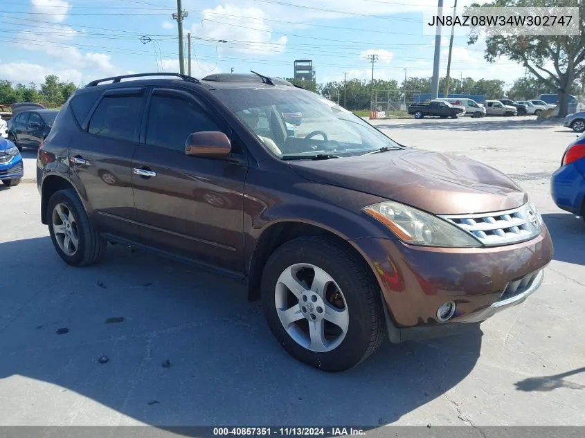 2004 Nissan Murano Sl VIN: JN8AZ08W34W302747 Lot: 40857351