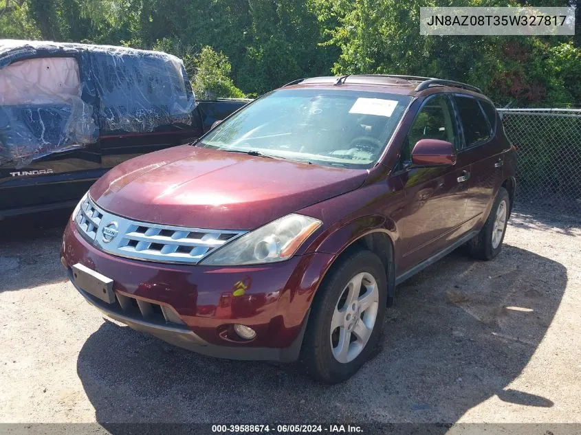 2005 Nissan Murano Sl VIN: JN8AZ08T35W327817 Lot: 39588674