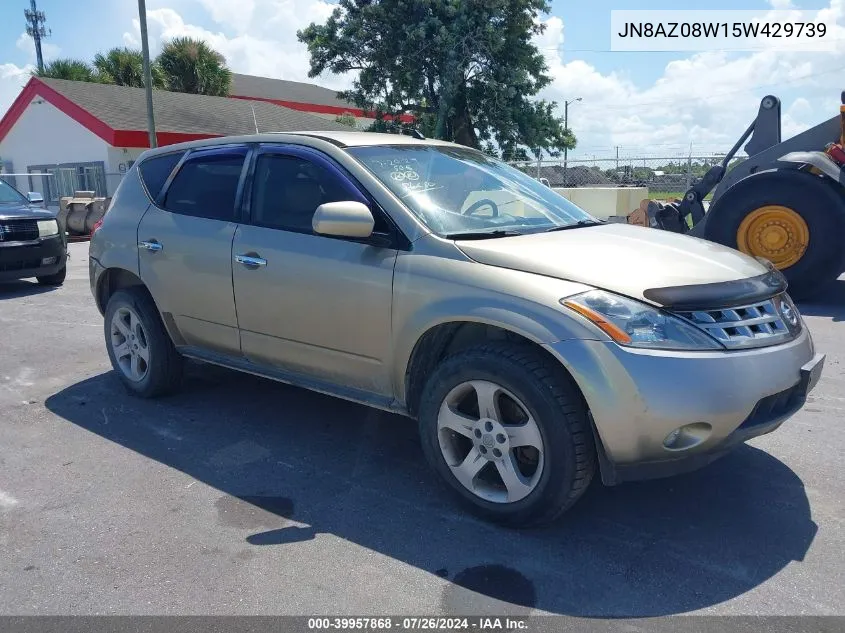 2005 Nissan Murano Sl VIN: JN8AZ08W15W429739 Lot: 39957868