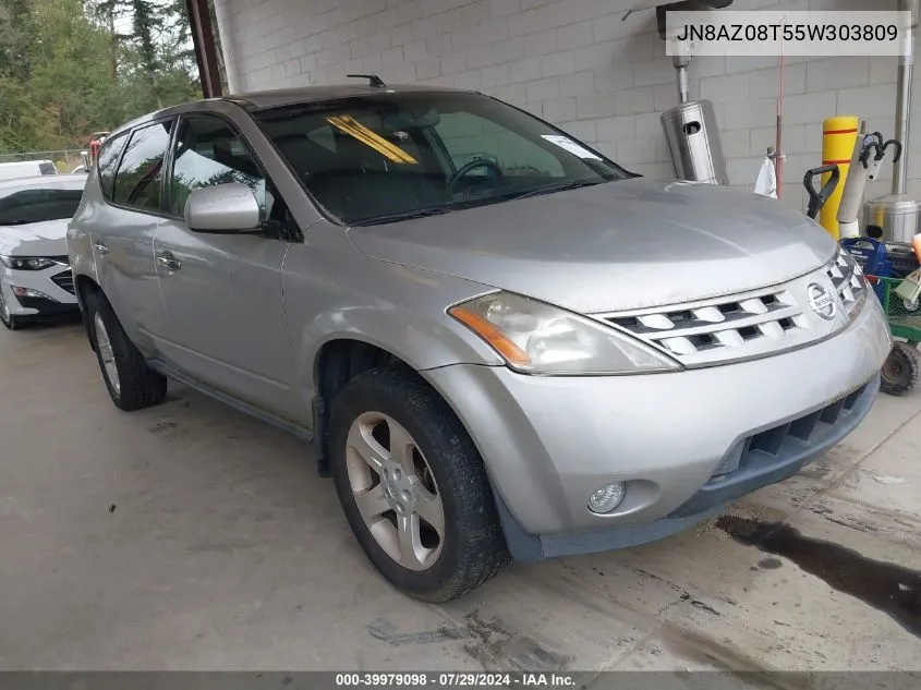 2005 Nissan Murano Sl VIN: JN8AZ08T55W303809 Lot: 39979098