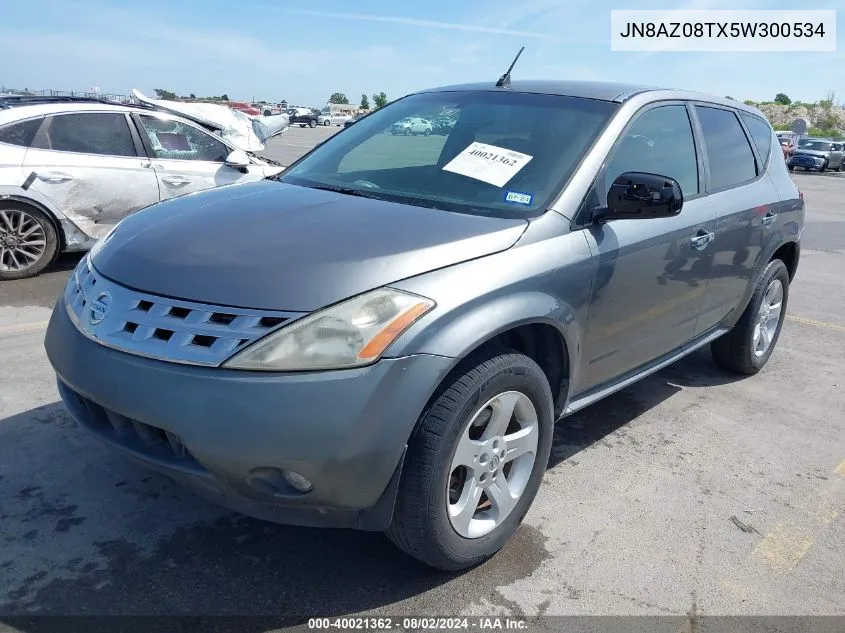 2005 Nissan Murano Sl VIN: JN8AZ08TX5W300534 Lot: 40021362