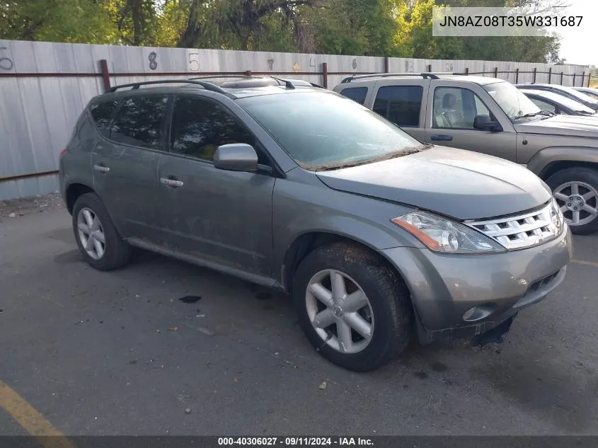 2005 Nissan Murano Se VIN: JN8AZ08T35W331687 Lot: 40306027