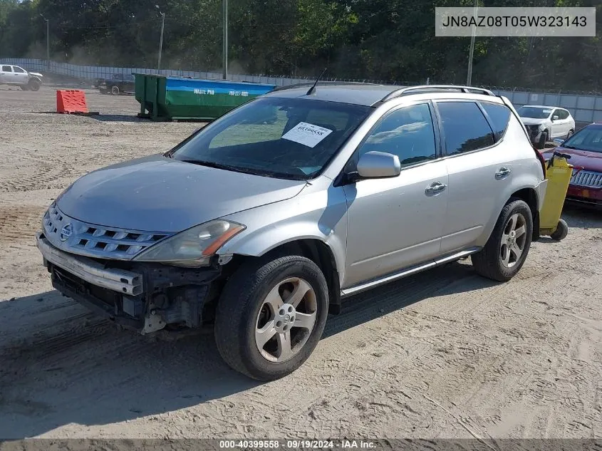 2005 Nissan Murano S VIN: JN8AZ08T05W323143 Lot: 40399558