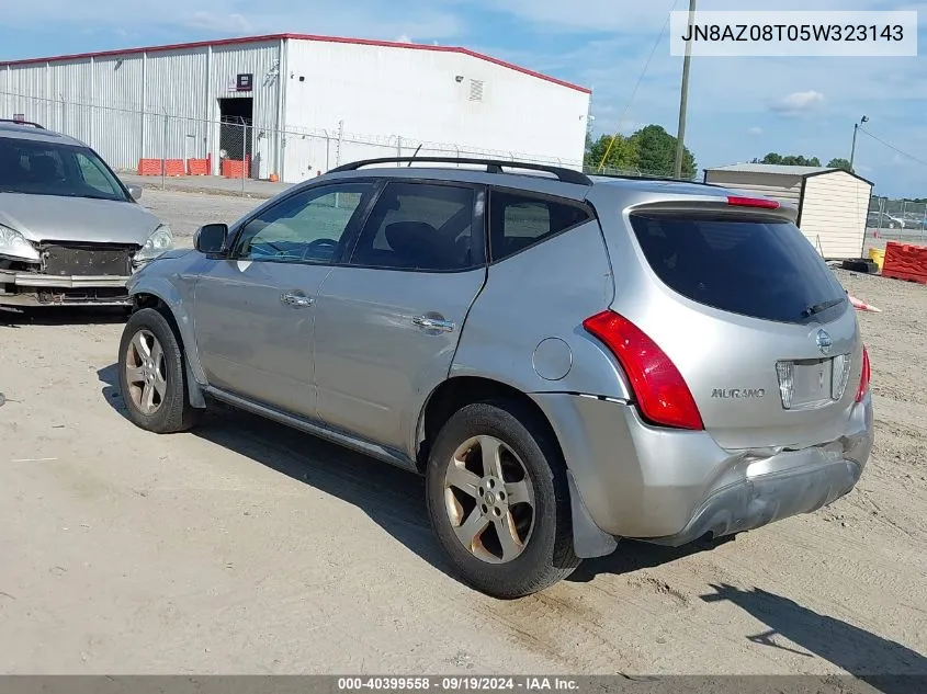 2005 Nissan Murano S VIN: JN8AZ08T05W323143 Lot: 40399558