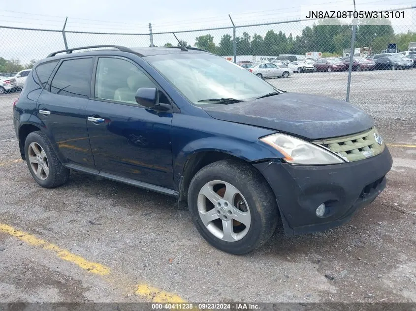 2005 Nissan Murano Sl VIN: JN8AZ08T05W313101 Lot: 40411238