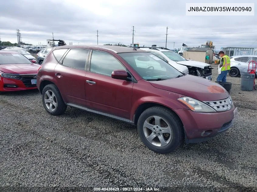 JN8AZ08W35W400940 2005 Nissan Murano Sl