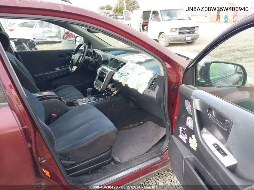 JN8AZ08W35W400940 2005 Nissan Murano Sl