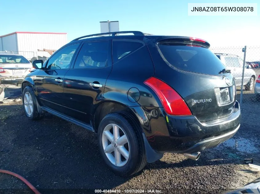 2005 Nissan Murano Sl VIN: JN8AZ08T65W308078 Lot: 40494410