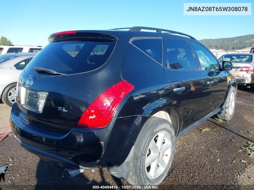 2005 Nissan Murano Sl VIN: JN8AZ08T65W308078 Lot: 40494410