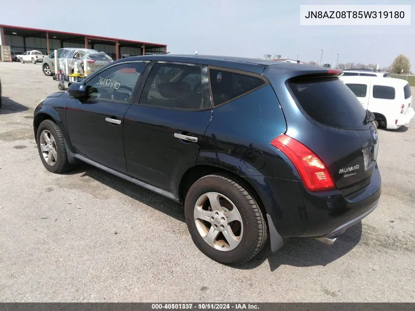 2005 Nissan Murano Sl VIN: JN8AZ08T85W319180 Lot: 40501337