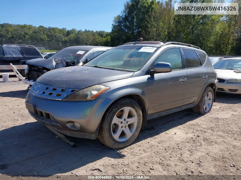 2005 Nissan Murano Sl VIN: JN8AZ08WX5W416326 Lot: 40544503