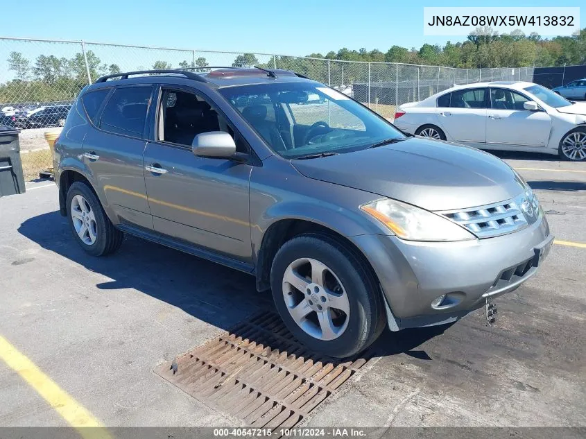 2005 Nissan Murano Sl VIN: JN8AZ08WX5W413832 Lot: 40547215