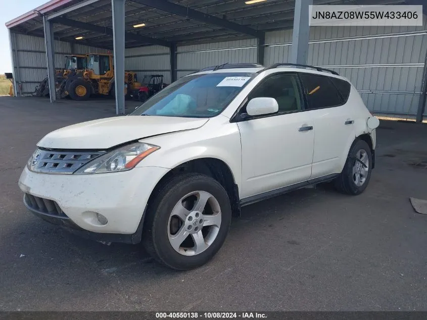 2005 Nissan Murano Sl VIN: JN8AZ08W55W433406 Lot: 40550138