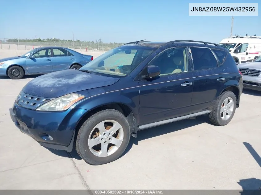 2005 Nissan Murano Sl VIN: JN8AZ08W25W432956 Lot: 40582892