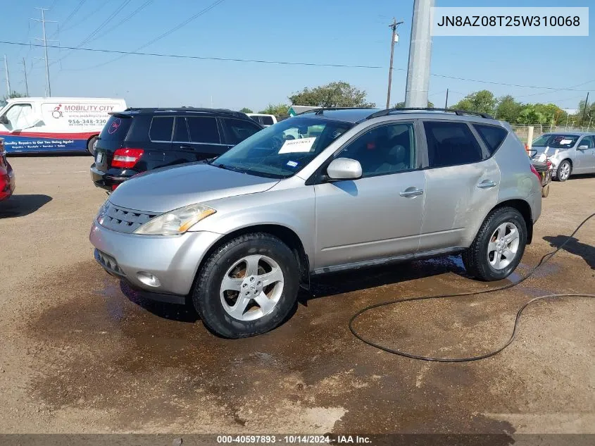 2005 Nissan Murano S VIN: JN8AZ08T25W310068 Lot: 40597893