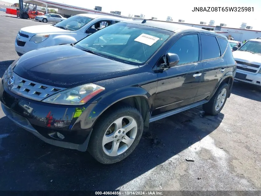 2005 Nissan Murano S VIN: JN8AZ08T65W325981 Lot: 40604856