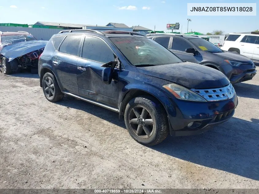 2005 Nissan Murano Se VIN: JN8AZ08T85W318028 Lot: 40719859