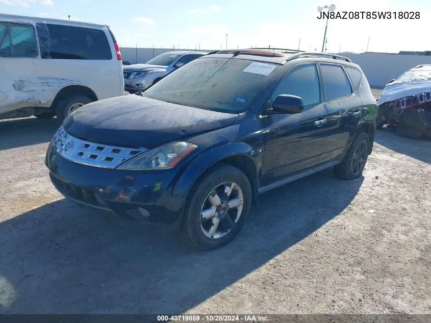 2005 Nissan Murano Se VIN: JN8AZ08T85W318028 Lot: 40719859