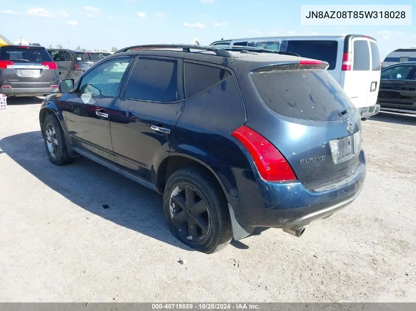 JN8AZ08T85W318028 2005 Nissan Murano Se