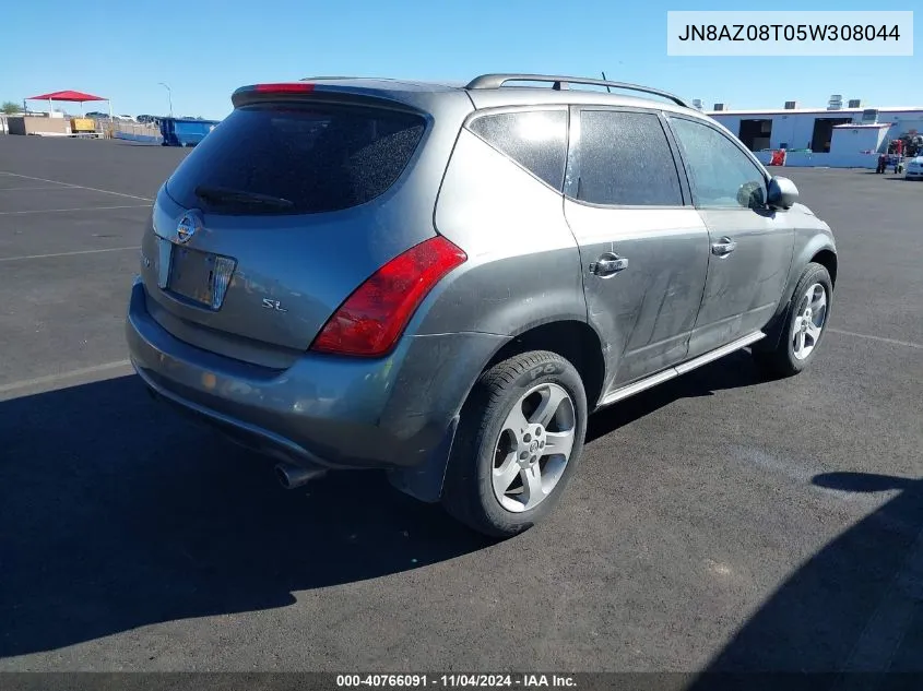 2005 Nissan Murano Sl VIN: JN8AZ08T05W308044 Lot: 40766091