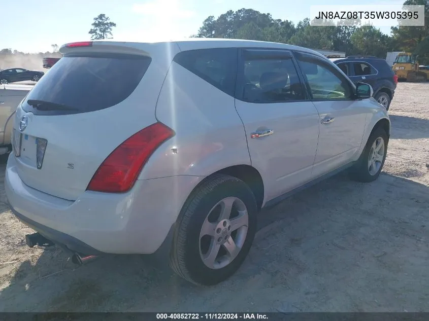 2005 Nissan Murano S VIN: JN8AZ08T35W305395 Lot: 40852722