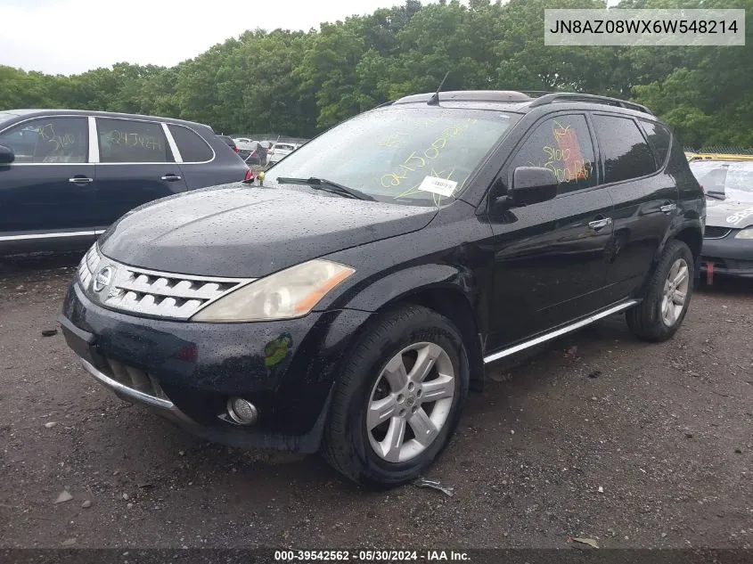 2006 Nissan Murano Sl VIN: JN8AZ08WX6W548214 Lot: 39542562