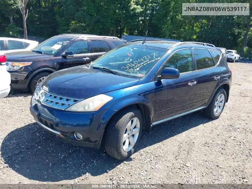 2006 Nissan Murano Sl VIN: JN8AZ08W06W539117 Lot: 39604317