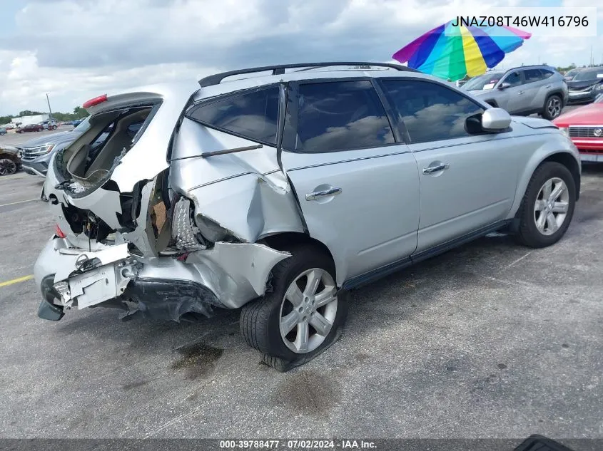 2006 Nissan Murano VIN: JNAZ08T46W416796 Lot: 39788477