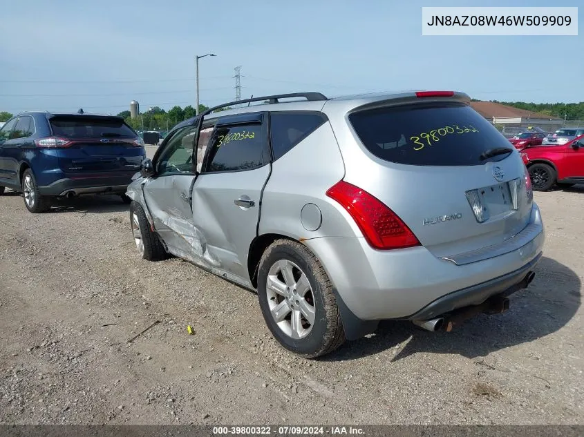 2006 Nissan Murano S VIN: JN8AZ08W46W509909 Lot: 39800322