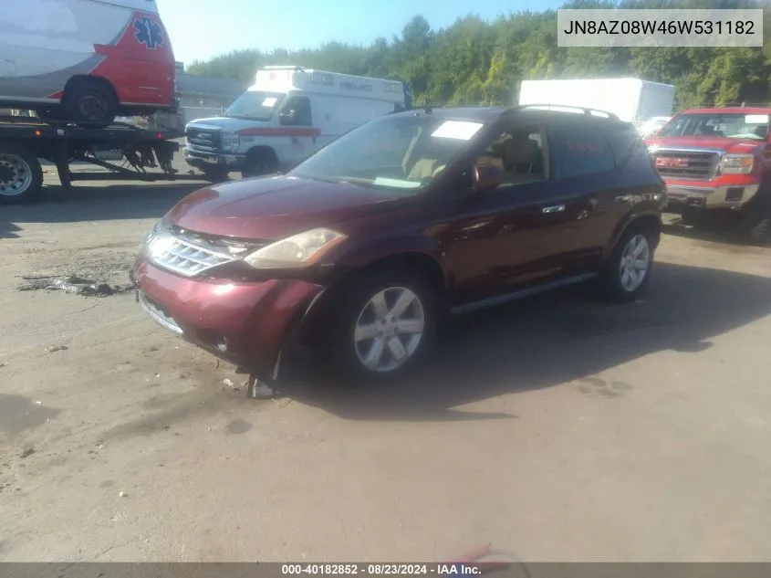 2006 Nissan Murano S VIN: JN8AZ08W46W531182 Lot: 40182852